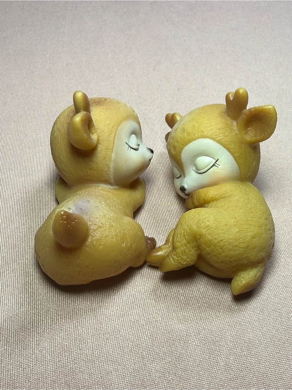 2 Piece Adorable Silicone Lovely Sleeping Deer Fawn Figurines Toys Collectibles
